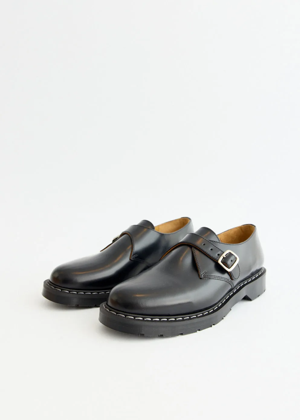 Black Hi-Shine Monk Shoes Stretchable Formal Style