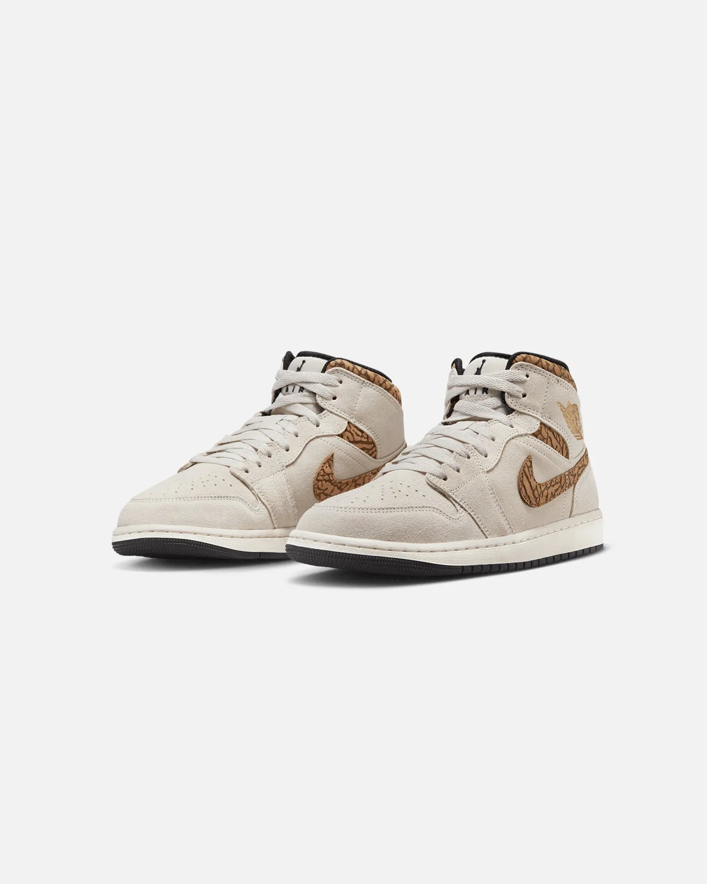 Jordan Air Jordan 1 Mid SE "Brown Elephant" Light Orewood Brown/White Quiet Step Smart Fit