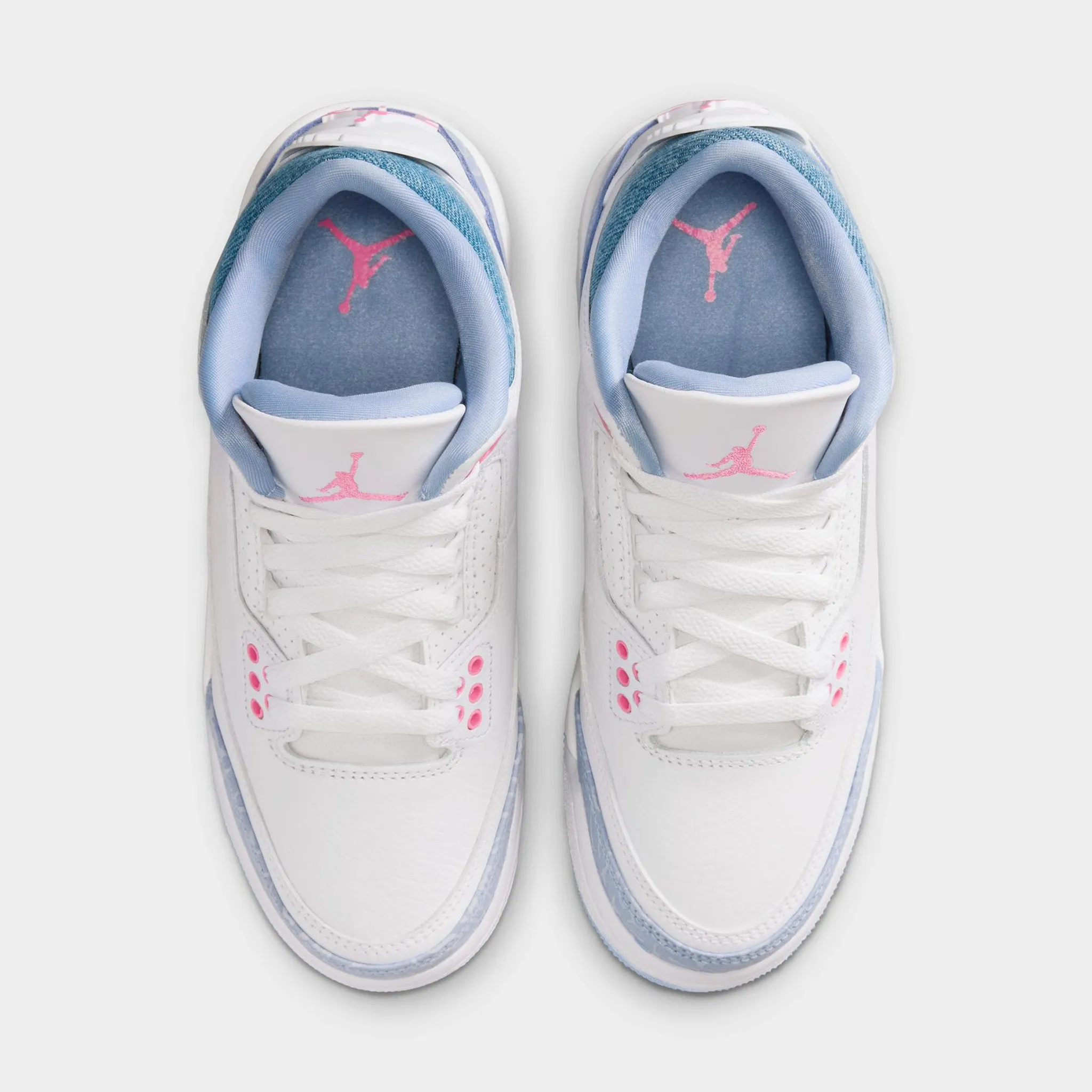 Jordan 3 Retro GS White / Pink Glow - Cobalt Bliss Gym Quick Comfort Tongue